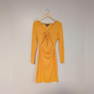 BCBG Paris Yellow Ribbed Bodycon Dress